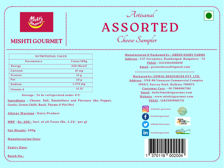 Mishti Gourmet Artisanal 200g Assorted Cheese