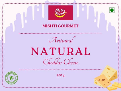 MISHTI GOURMET ARTSANAL NATURAL CHEDDAR CHEESE 200G