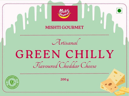 Mishti Gourmet Artisanal Green Chilly Cheddar Cheese 200g