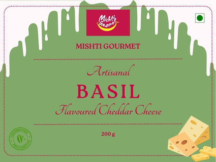 Mishti Gourmet Artisanal Basil Cheddar Cheese 200g