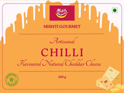 Mishti Gourmet Artisanal Red Chilli Natural Cheddar Cheese 200g