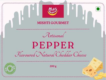 Mishti Gourmet Artisanal Pepper Natural Cheddar Cheese 200g