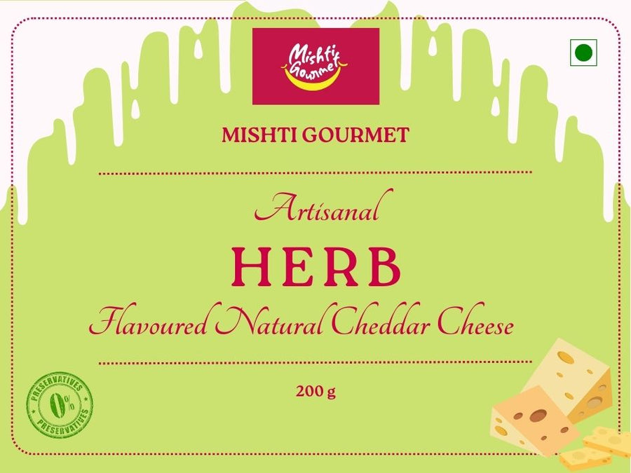 Mishti Gourmet Artisanal Herb Natural Cheddar Cheese 200g