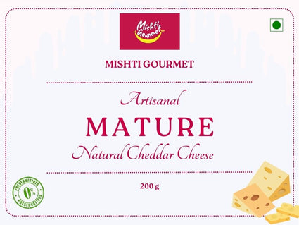 Mishti Gourmet Artisanal Mature Natural Cheddar Cheese 200g