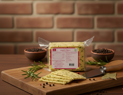 Mishti Gourmet Premium Artisanal Green Chilli Cheddar Cheese 200g