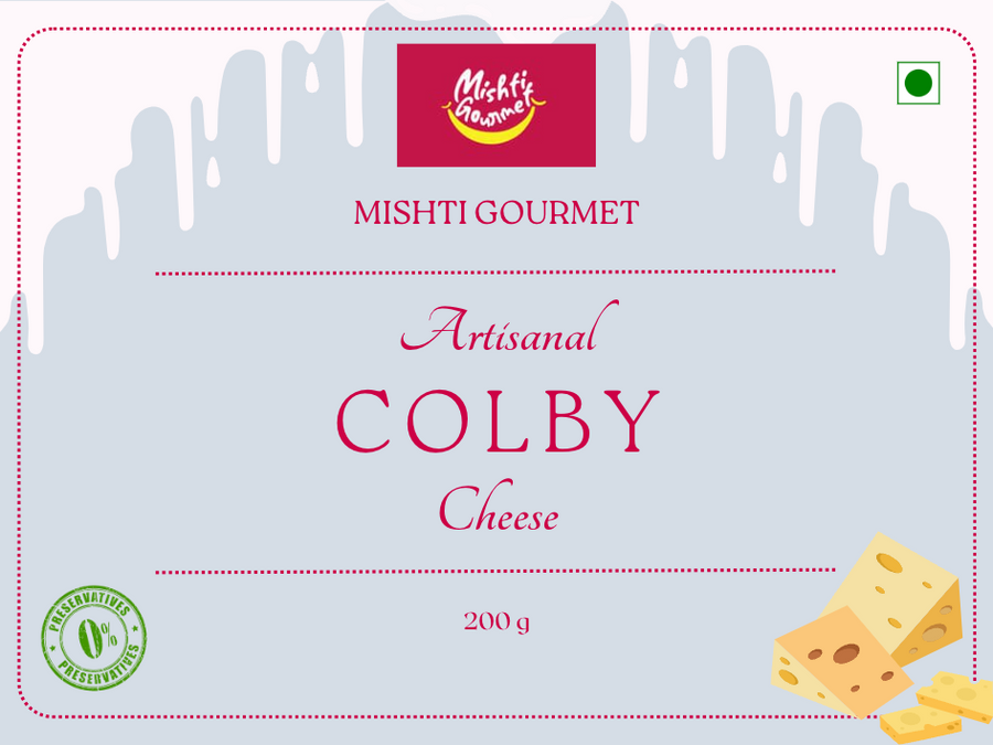 MISHTI GOURMET ARTISANAL COLBY CHEDDAR CHEESE 200G