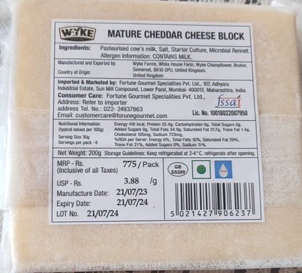 Wyke English cheddar cheese 200g